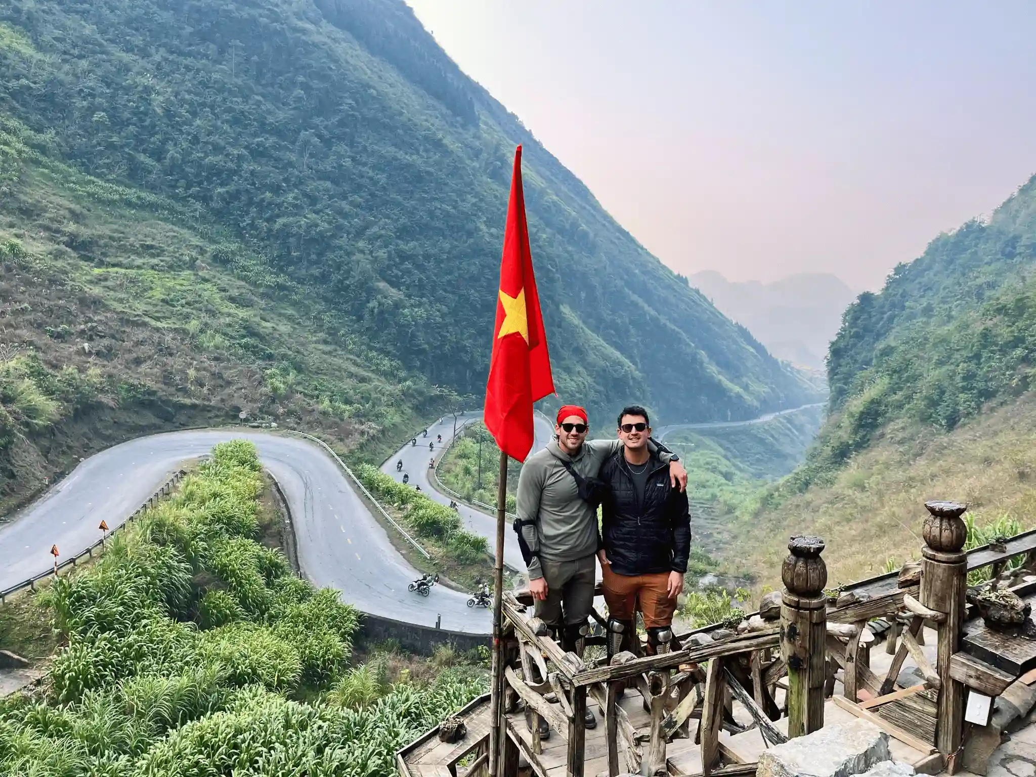 Tham Ma Pass switchbacks on the Ha Giang Loop tour with Loop Trails — winding mountain road in northern Vietnam